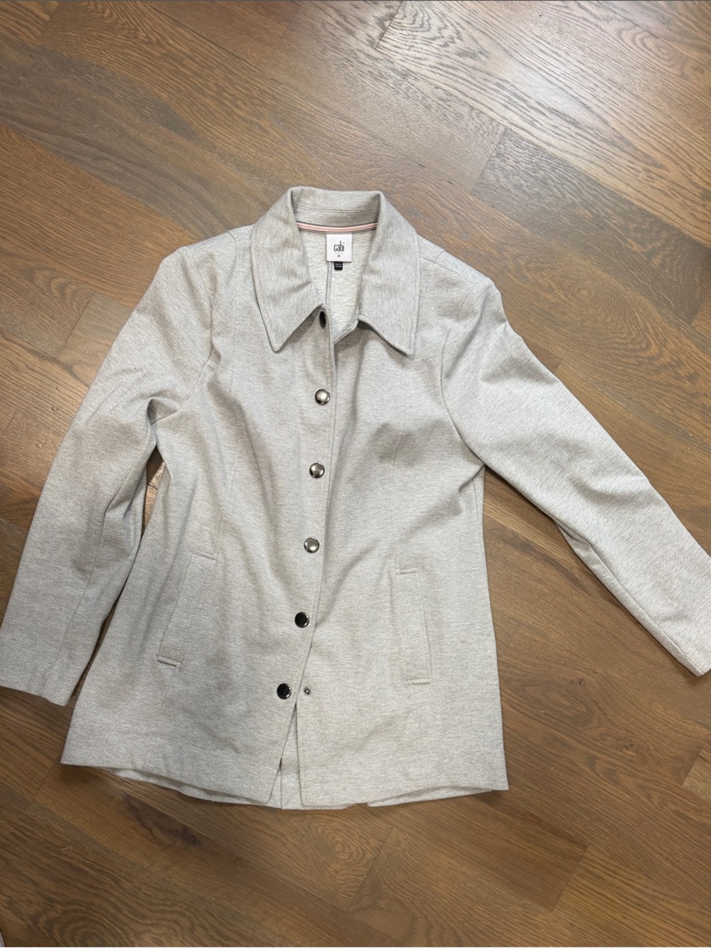 CAbi Light Gray Button-Front Blazer Jacket